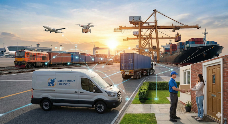 Door-to-door multimodal logistics Iraq - Air ocean land freight integration from global origins to Baghdad Erbil Basra final delivery