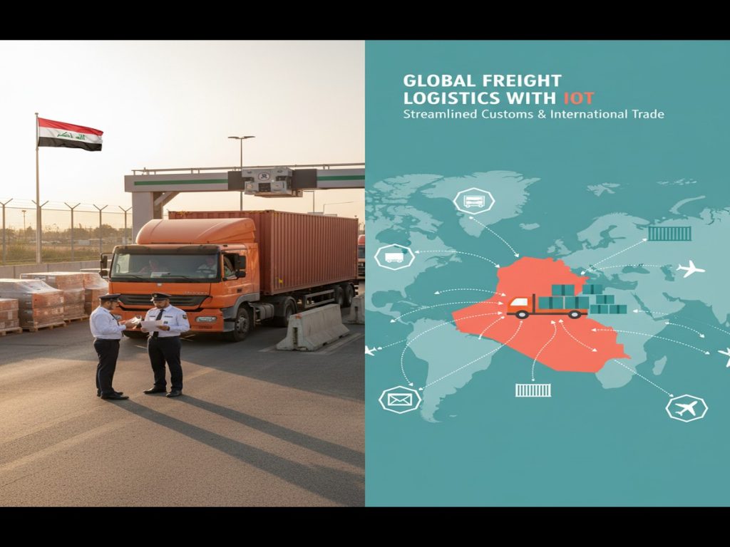 global ocean freight solutions logistics operations in modern Iraq warehouse facility