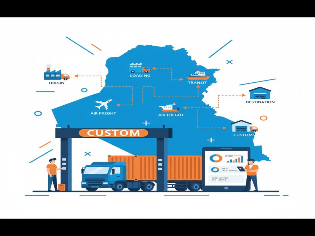 different shipment methods logistics operations in modern Iraq warehouse facility - shipping to iraq