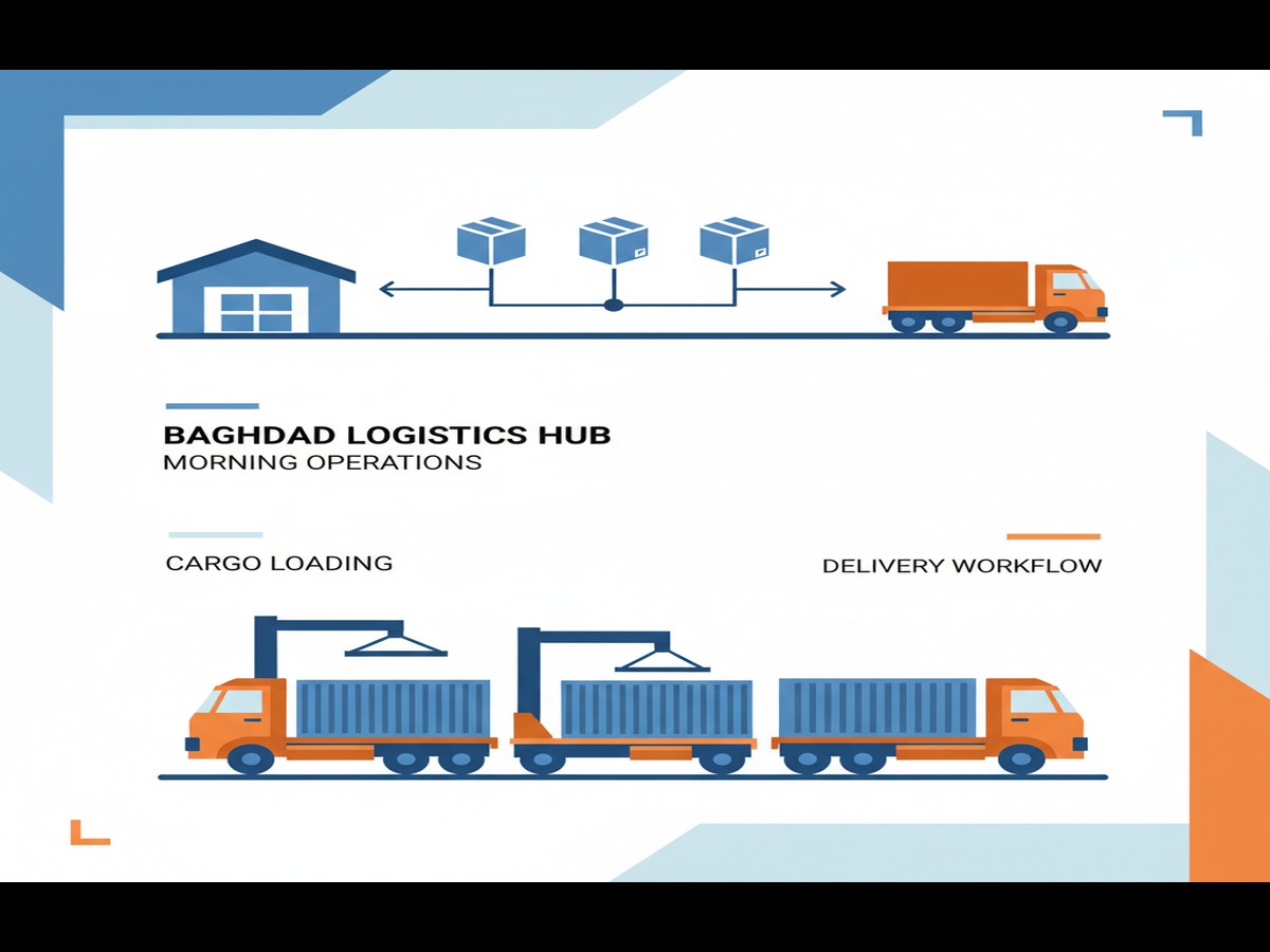 Cargo truck transporting major trade routes iraq on Iraq highway for cross-border logistics - Major trade routes in Iraq