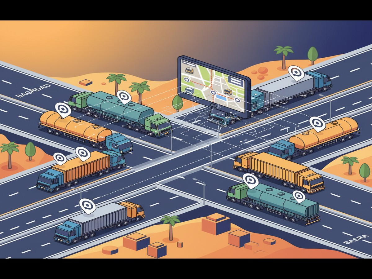 Cargo truck transporting road freight kurdistan challenges overland transport on Iraq highway for cross-border logistics