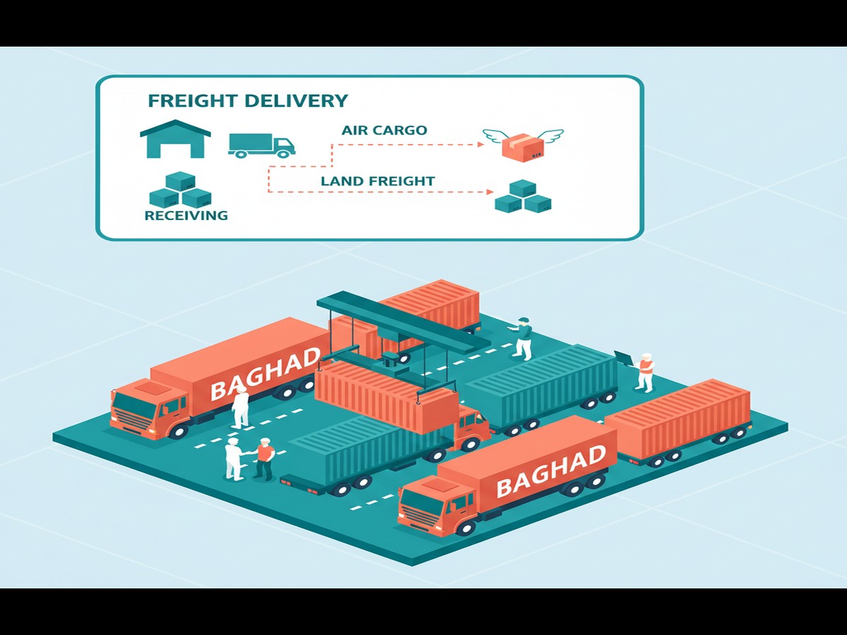 Cargo truck transporting kurdistan shipping services growth on Iraq highway for cross-border logistics