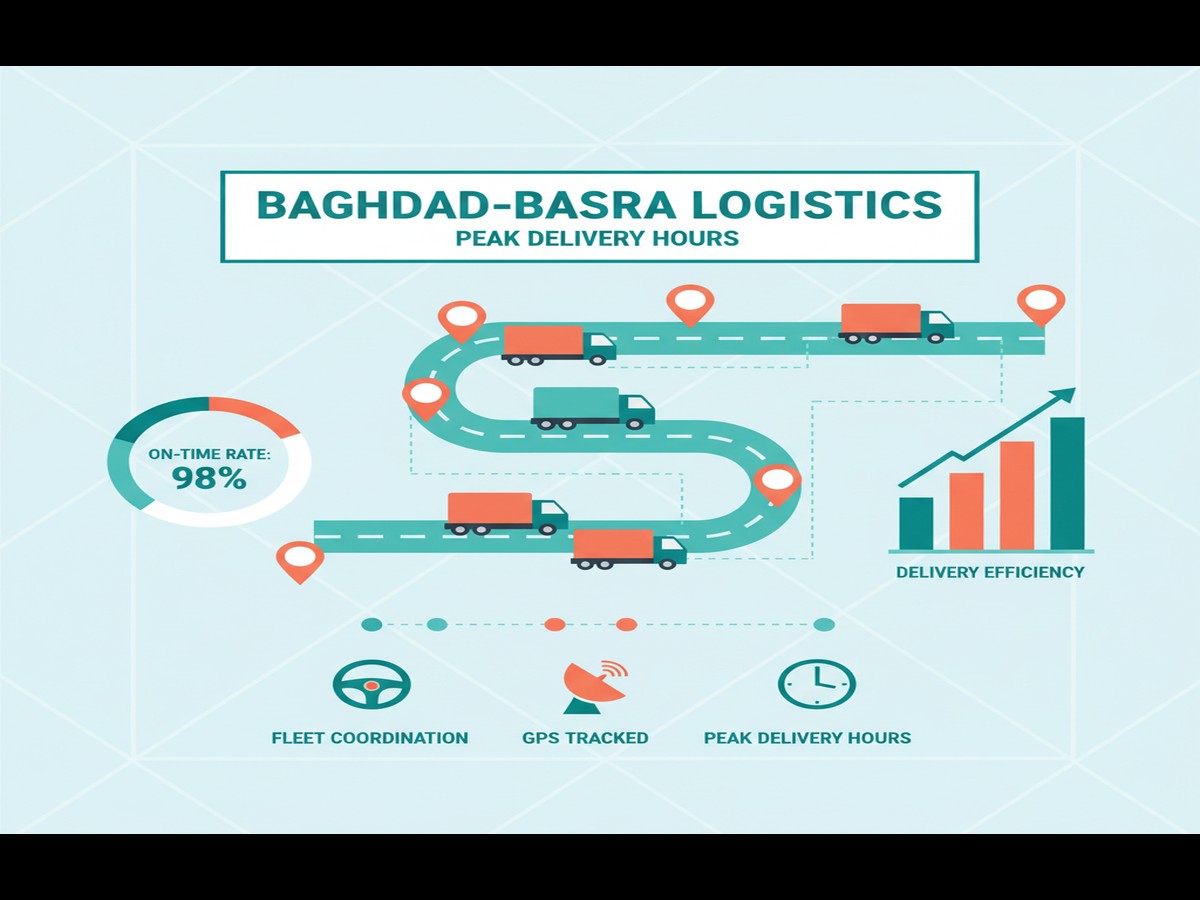 Workers managing global ocean freight solutions shipments at Iraq customs clearance facility