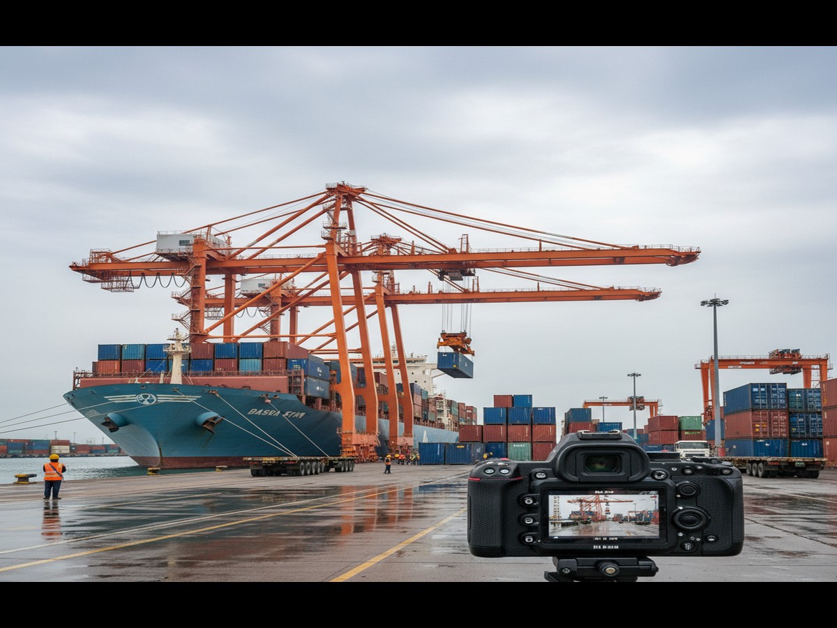 Workers managing services transporting goods to southern iraq shipments at Iraq customs clearance facility