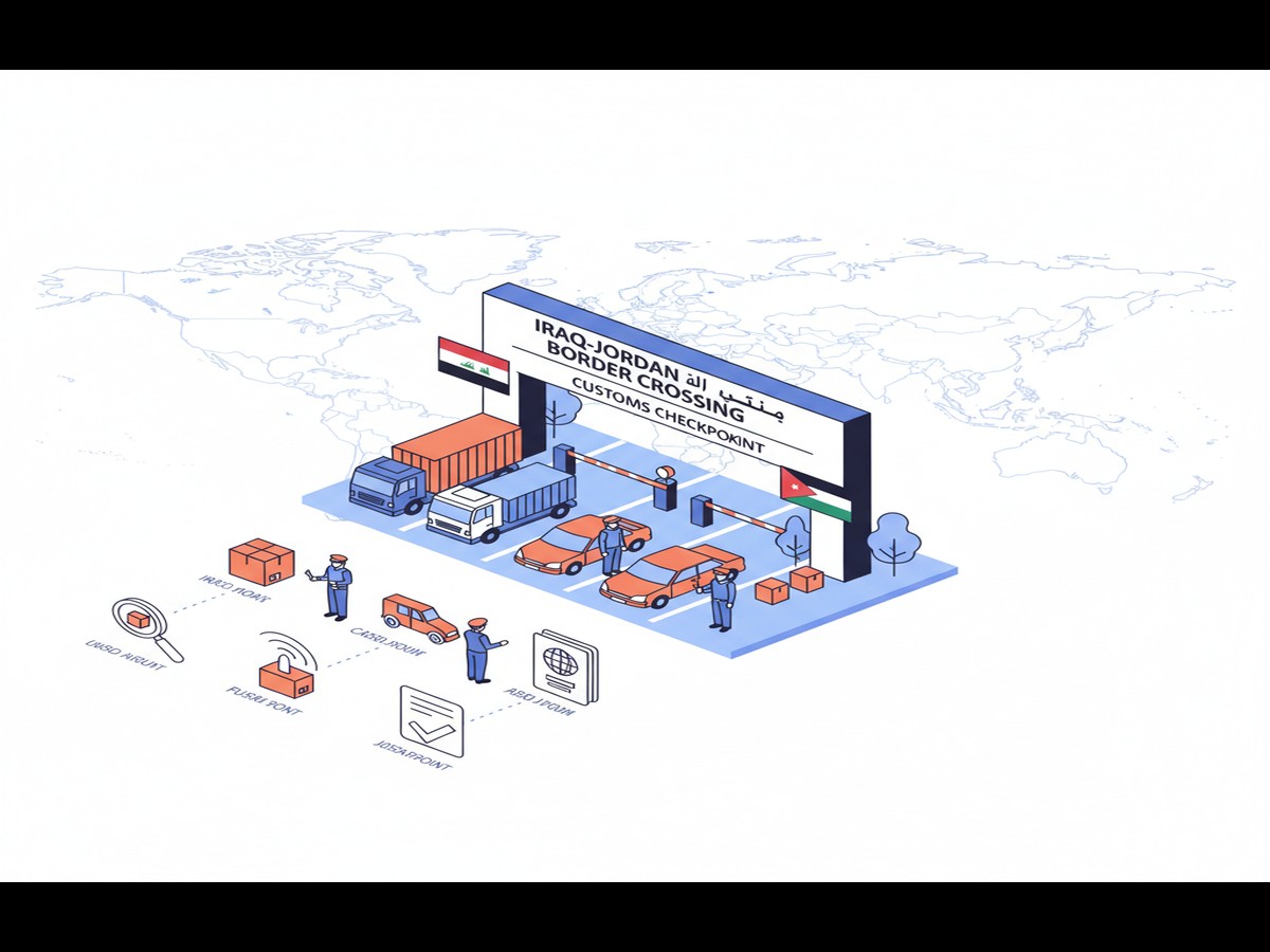 Workers managing mastering international supply chain management iraq shipments at Iraq customs clearance facility