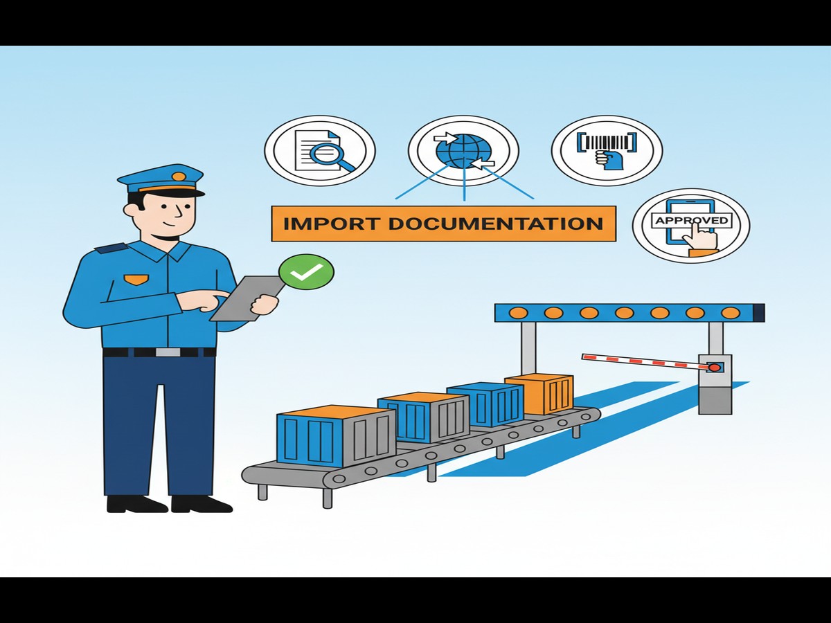 Workers managing the customs clearance process in iraq shipments at Iraq customs clearance facility - shipping to iraq