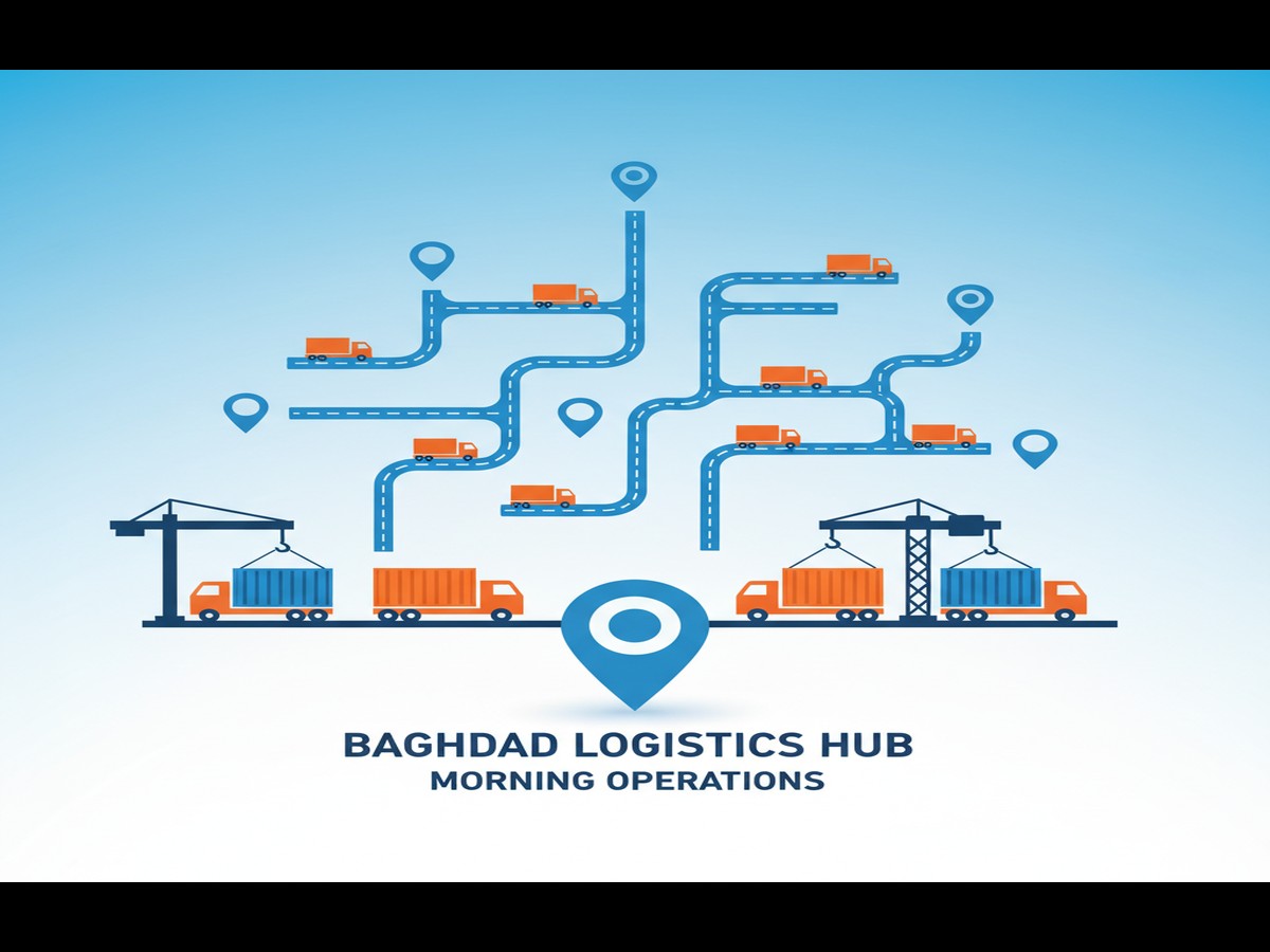 Workers managing partial transportation shipments at Iraq customs clearance facility - less than truckload iraq