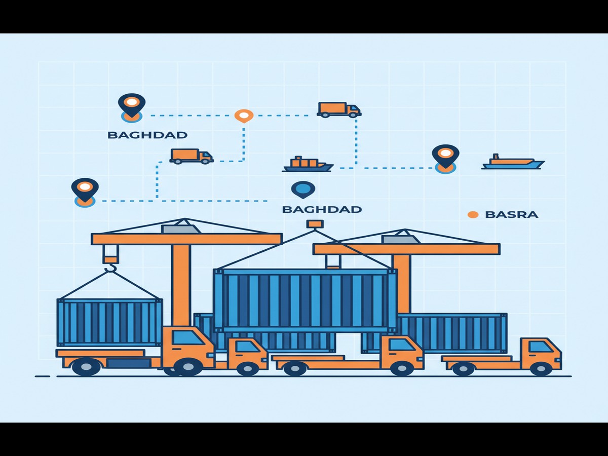 Workers managing corona virus on international transportation fares shipments at Iraq customs clearance facility