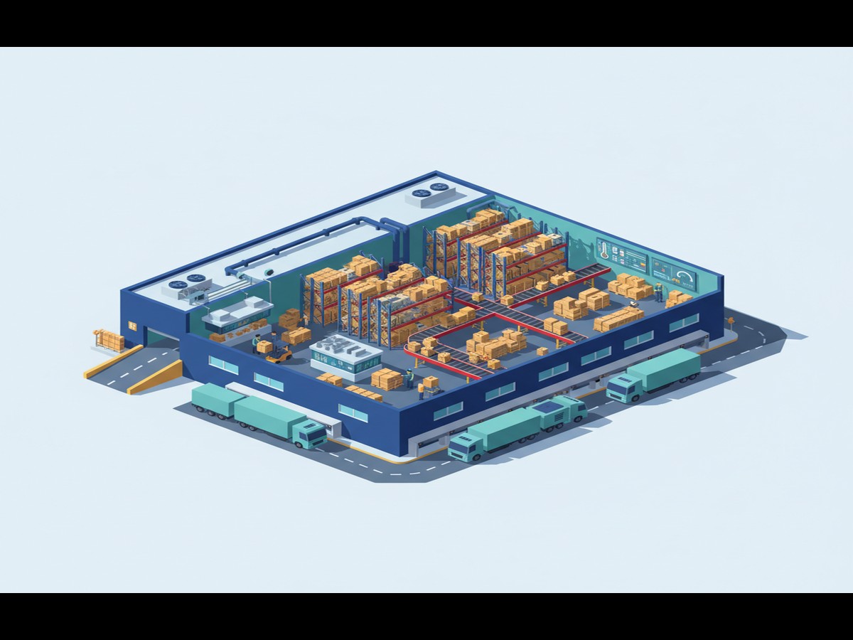 3D visualization of Selecting Optimal Locations: Key Logistics Hubs... in Iraq General - distribution center iraq